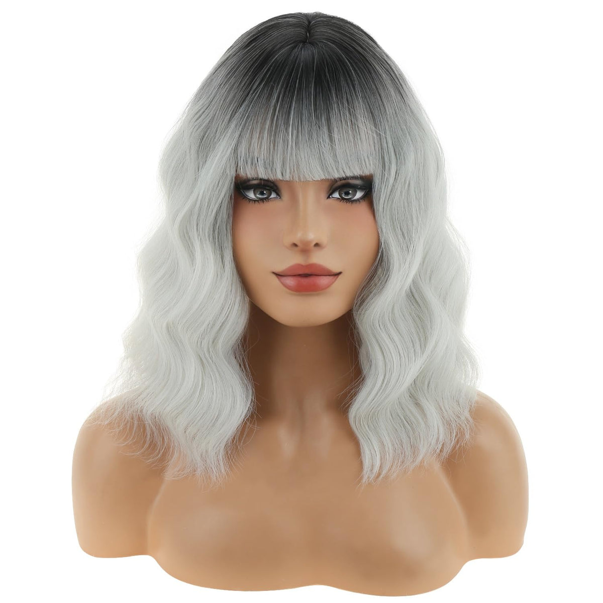 BERON 14 Inches Pink Wig for Women Girls Short Curly Synthetic Wig with Bangs Lovely Pink