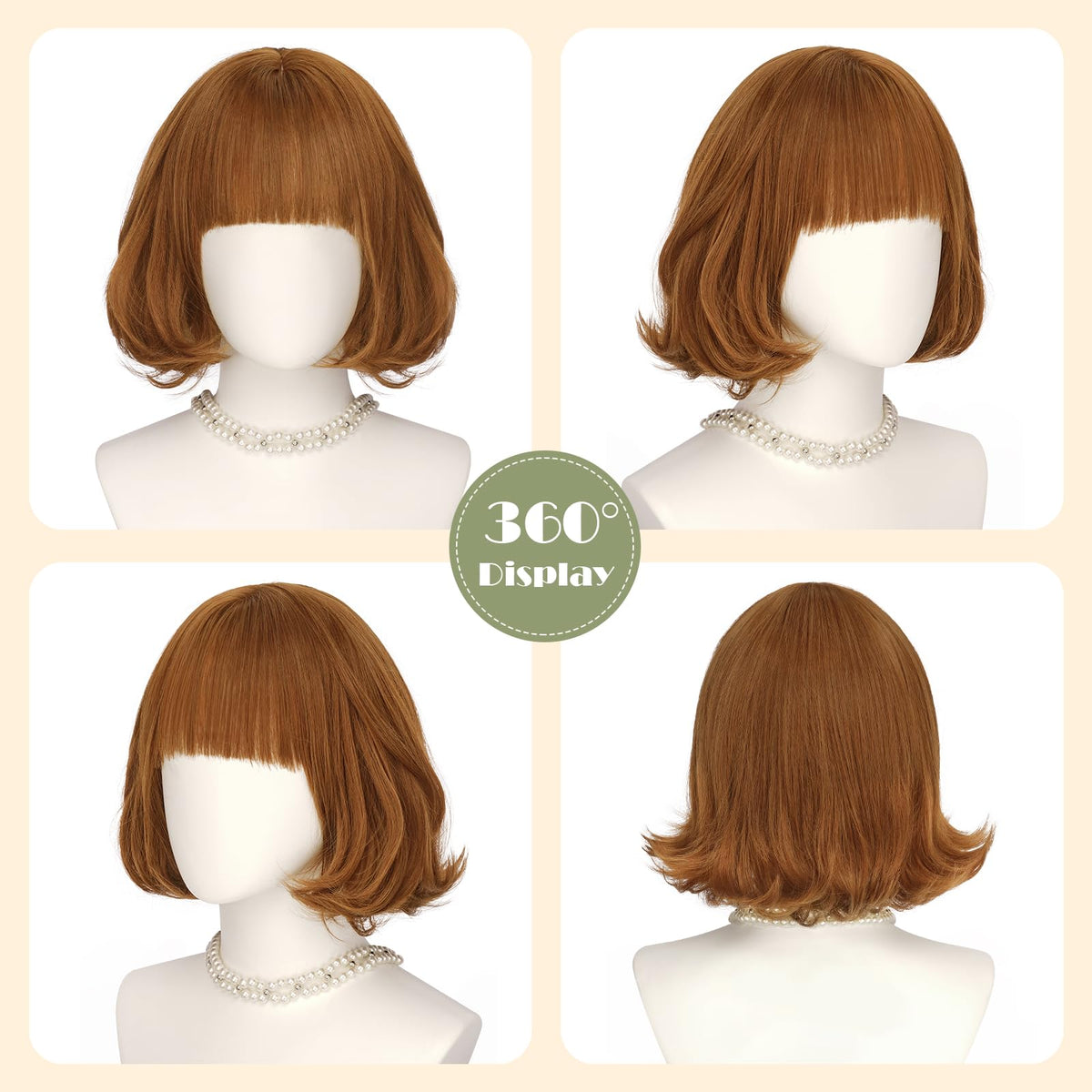 SOFEIYAN Short Wavy Violet Blue Wig - 12 Inch Dark Ginger Bob Wig with Bangs for Women Curly Shoulder Length Bob Wig with Bangs Soft Synthetic Hair Wigs for Girls Daily Party Use