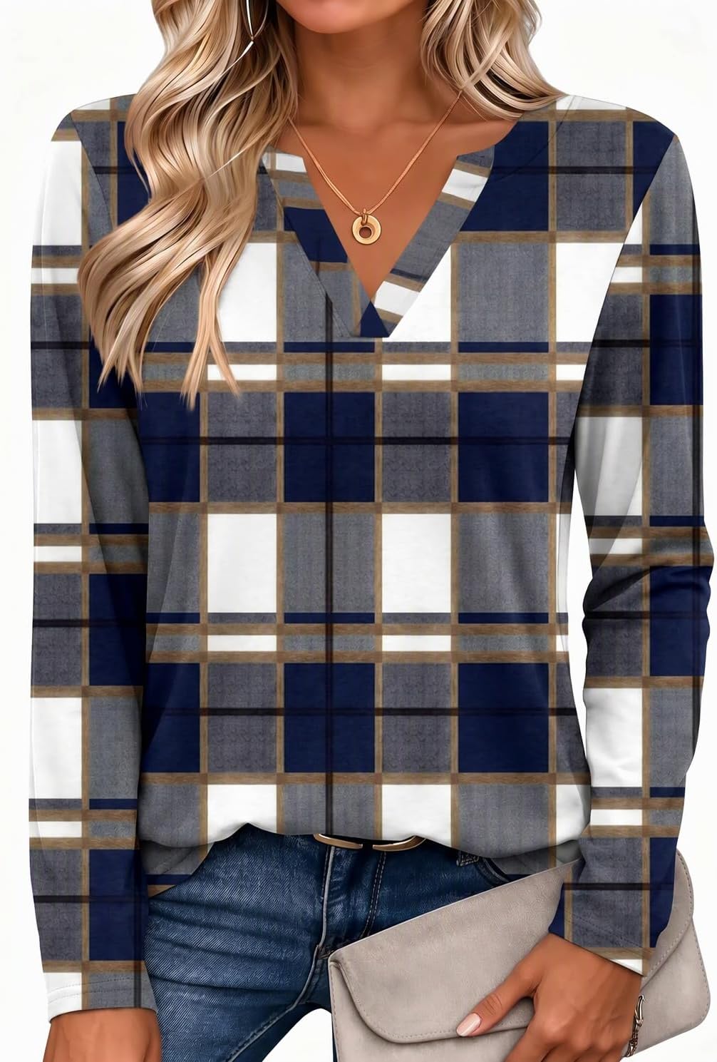 Zeagoo Womens Tops Long Sleeve V Neck Tee Shirts Cute Dressy Casual