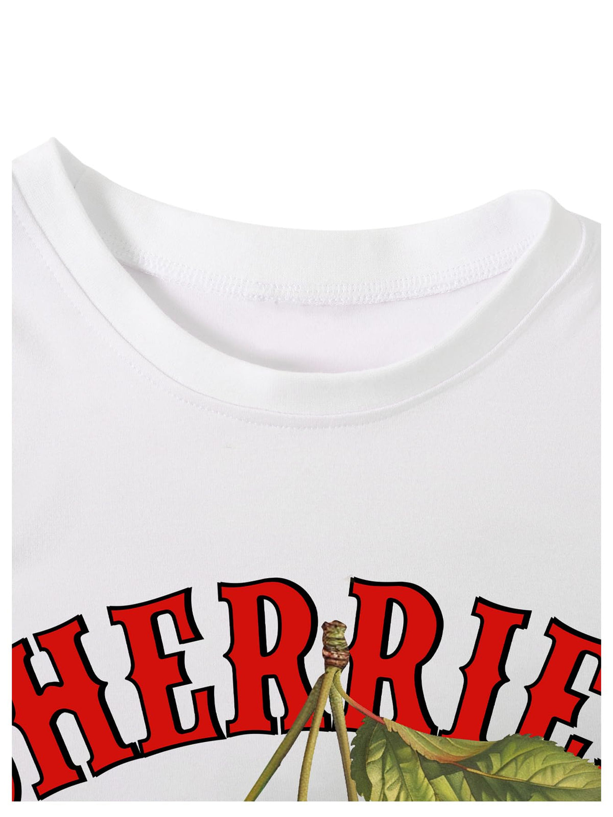 BEAUDRM Women's Y2k Cherry Letter Print T Shirts Summer Cute Graphic Tee
