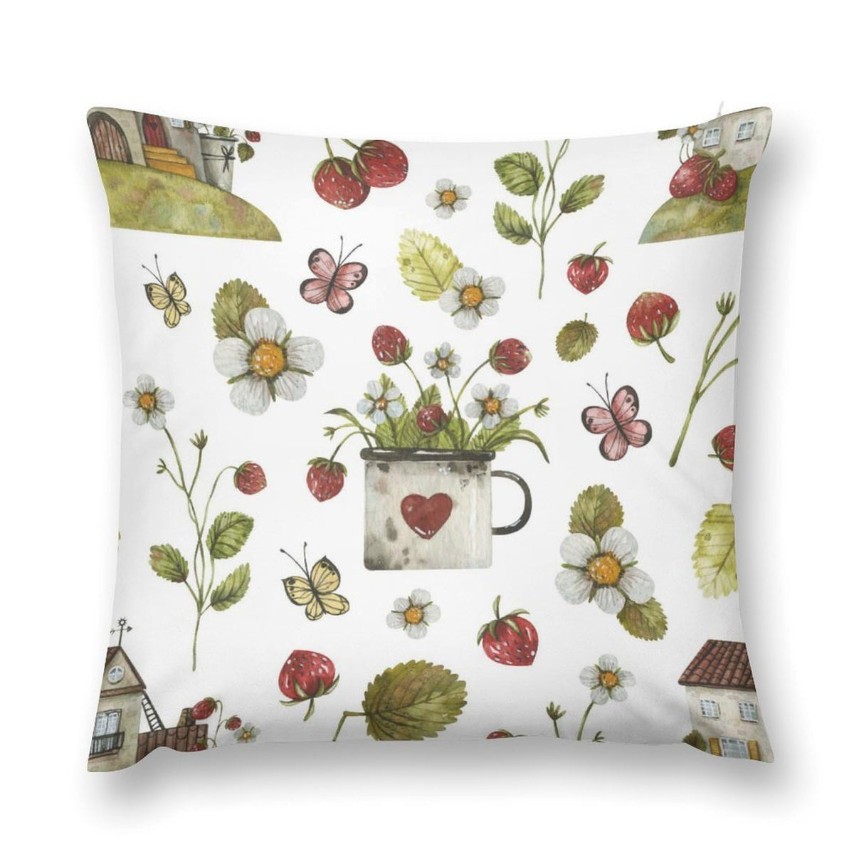 Cherry Throw Pillow Covers Funny Fruit Fresh Berry Cherries Background Retro Style Decorations for Bedroom Living Room Farmhouse Sofa Pillows Bed Couch 12x12 Inch