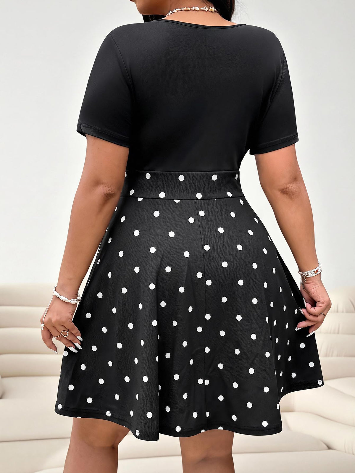 SOLY HUX Women's Plus Size Summer Short Dresses Short Sleeve Print Dress