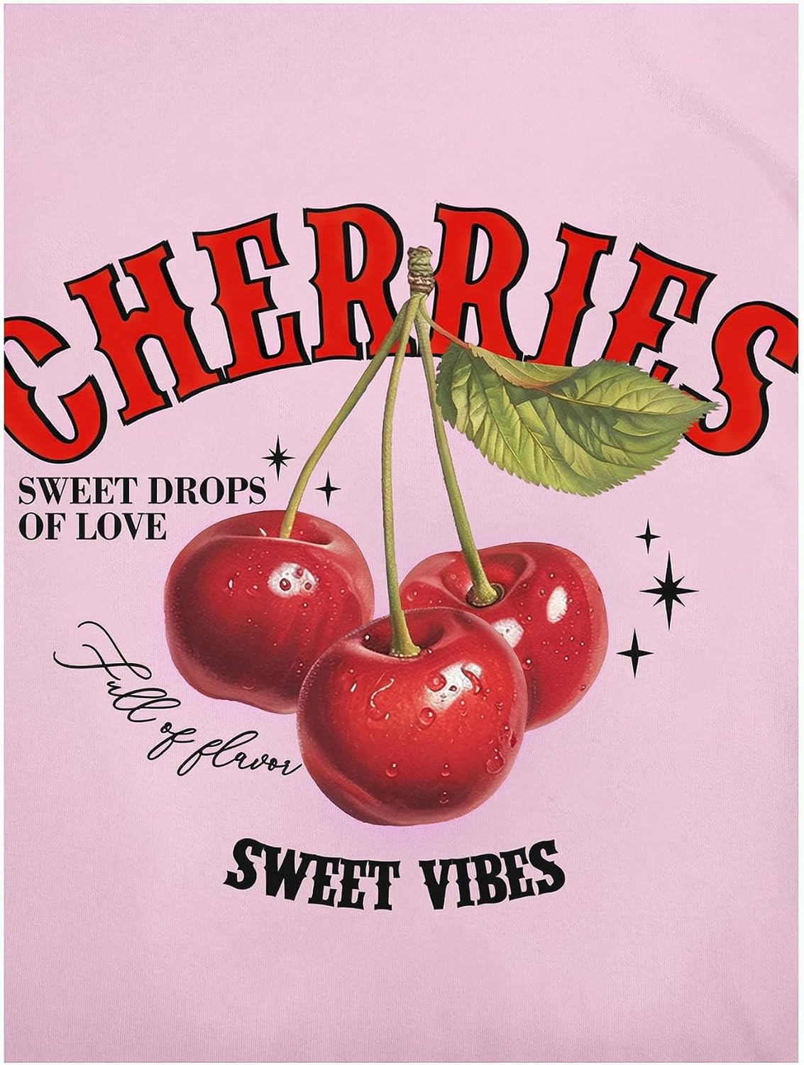 BEAUDRM Women's Y2k Cherry Letter Print T Shirts Summer Cute Graphic Tee