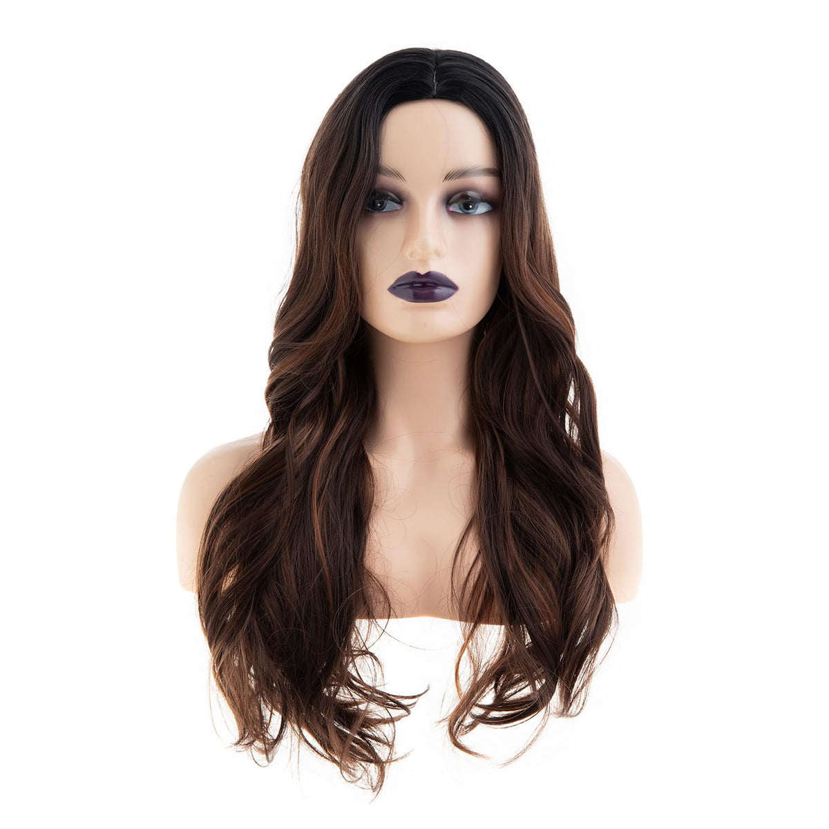 Long Curly Wavy Silver Grey to Purple Wig Side Part Natural Looking Synthetic Cosplay Wig for Women