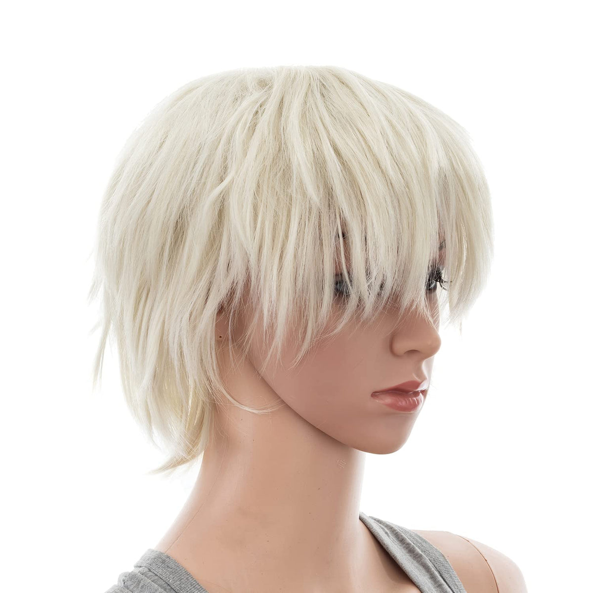 SWACC Unisex Fashion Spiky Layered Short Anime Cosplay Wig for Men and Women (1B-Off Black)