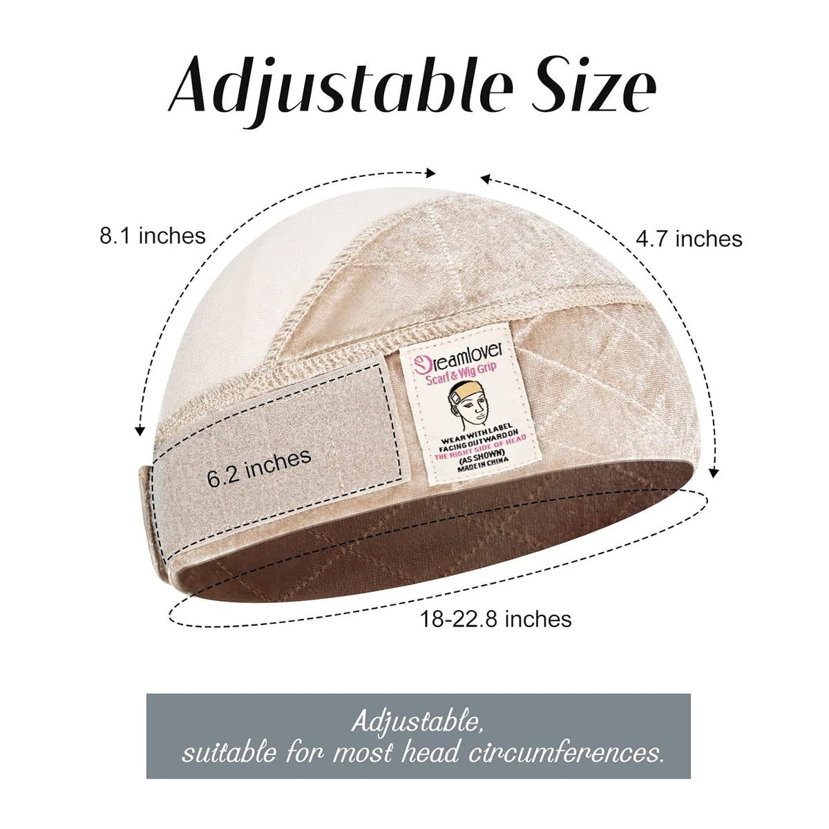 Dreamlover Wig Grip Cap,2-in-1 Wig Cap with Grip Band, Nude, 1 PCS