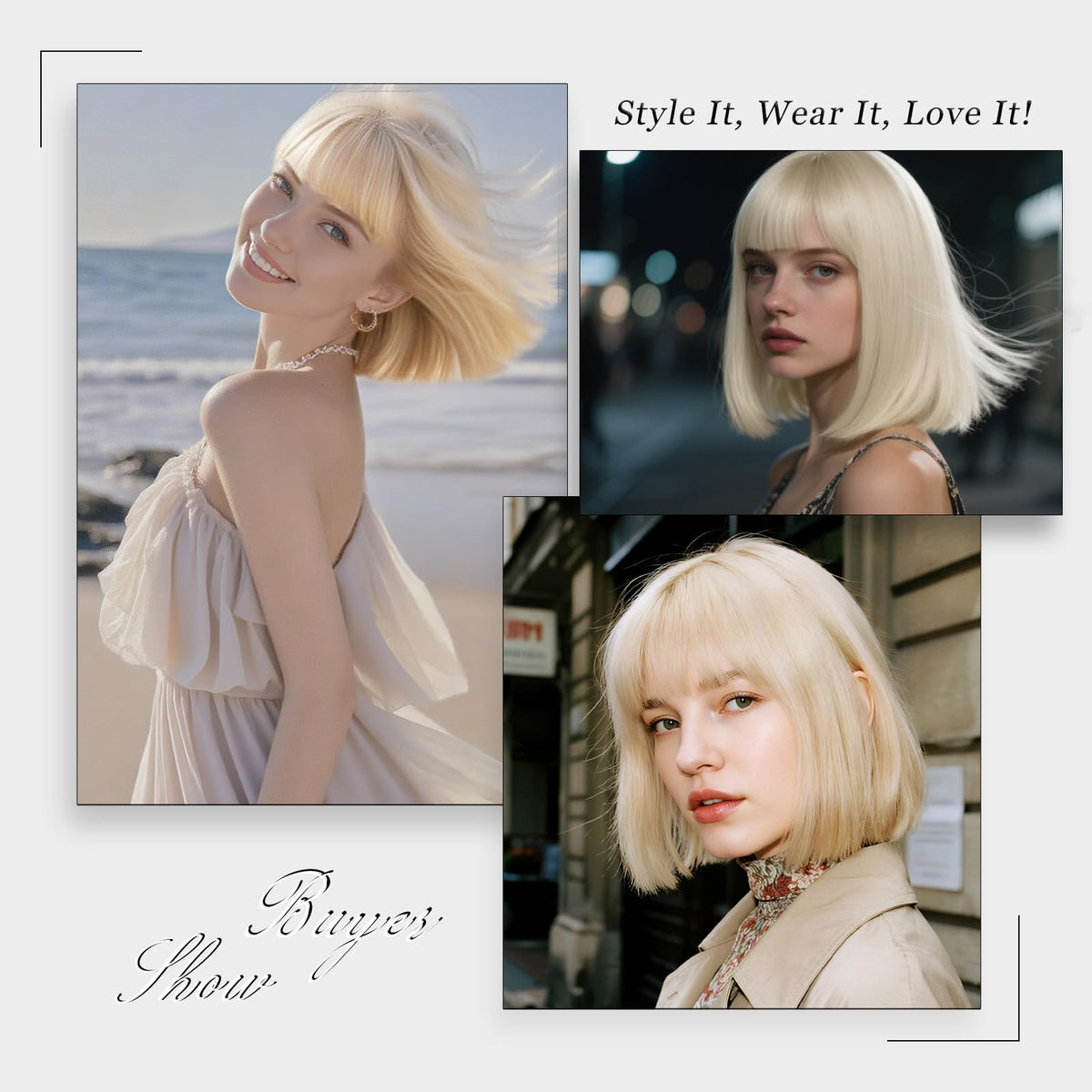 Black Bob Wig with Bangs Short Black Straight Wig for Women