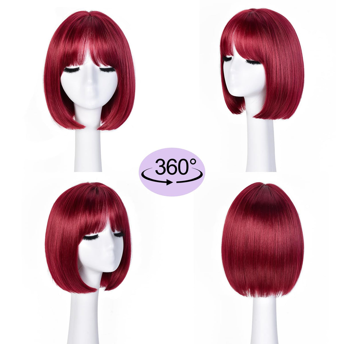 Hightlight Brown Bob Wig With Bangs Short Bob Wigs for Women Girl