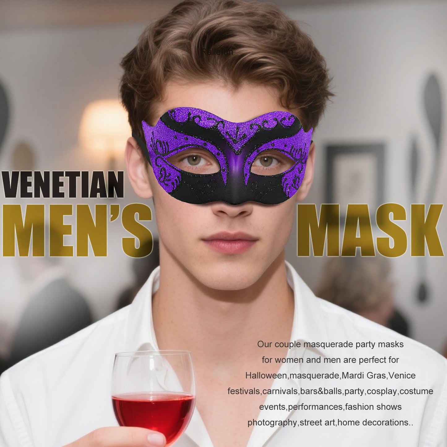 Couple Masquerade Masks for Women Men Venetian Masks for Halloween Carnival Costume Party Prom Ball