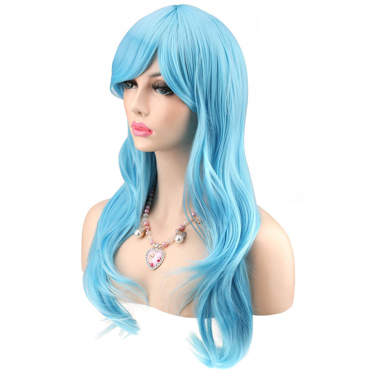 Akstore 28 inch Fashion Wigs Long Wavy Curly Hair Cosplay Wig & Wig Cap (Black)