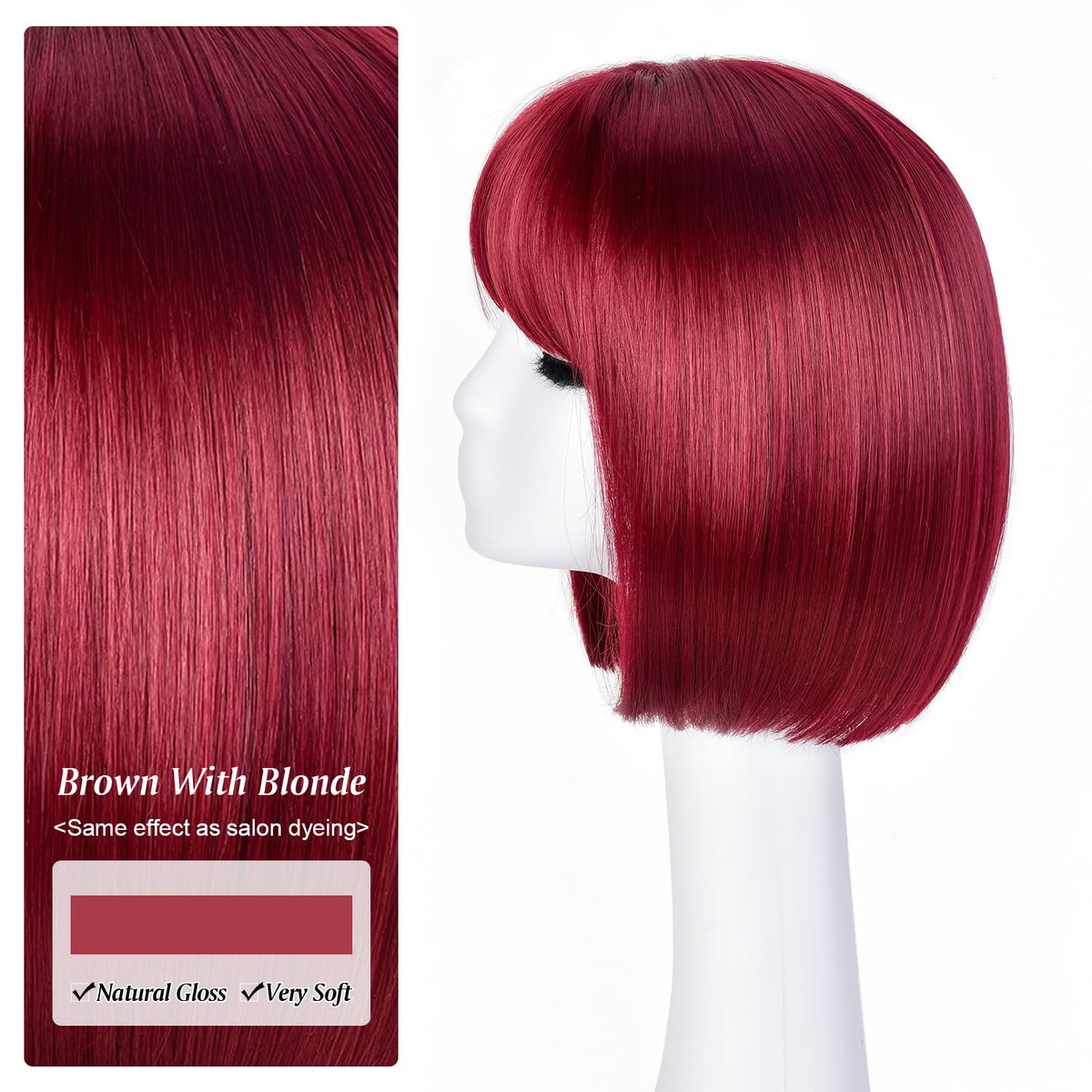 Hightlight Brown Bob Wig With Bangs Short Bob Wigs for Women Girl