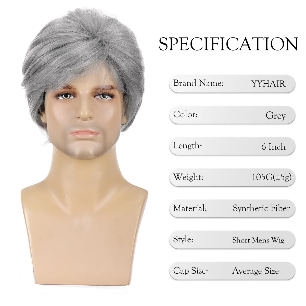 YYHR 80s Brown Wigs for Mens Mullet Rocker Costume Long Synthetic Hair Wig
