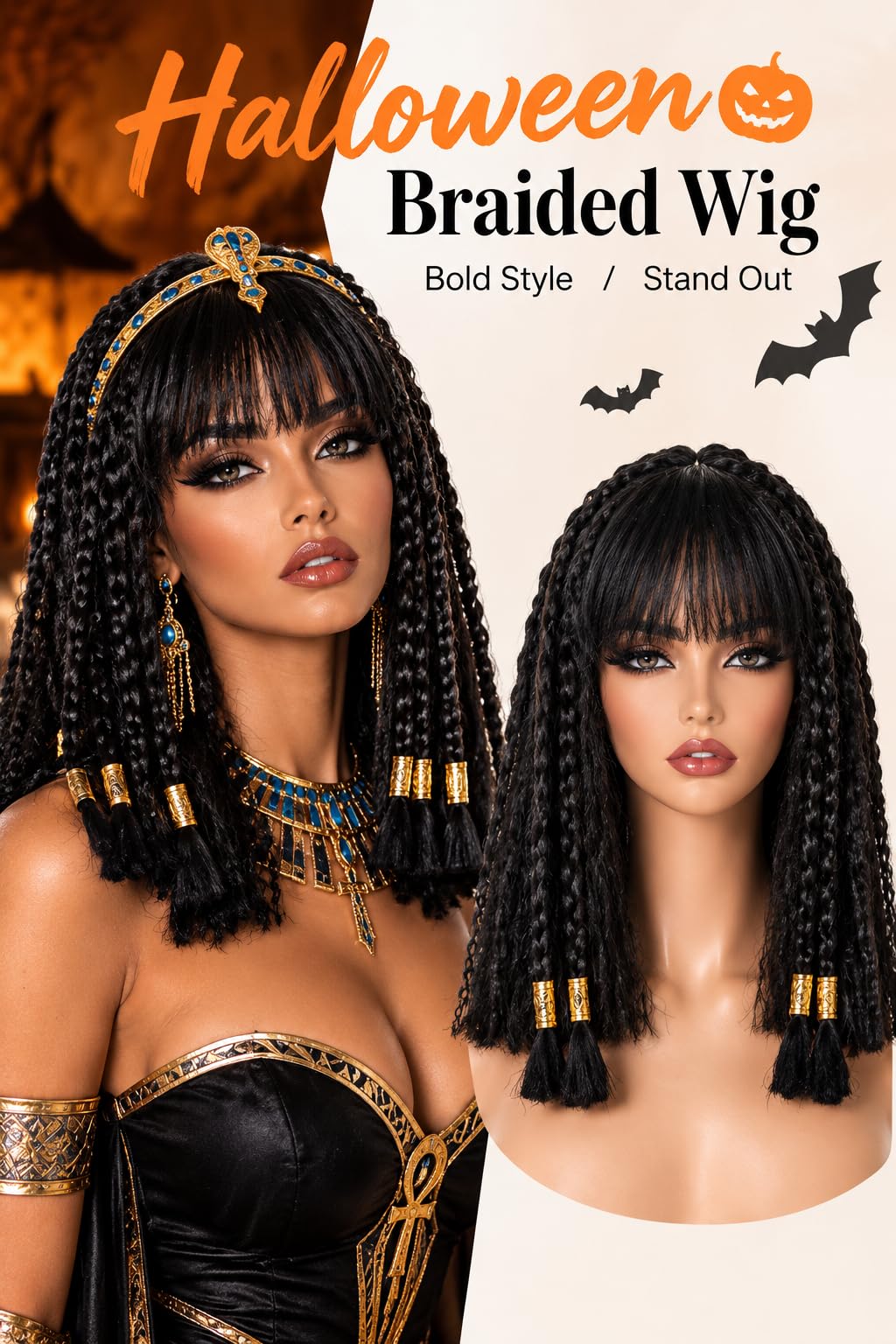 Short Wavy Wig with Bangs Black Mixed Brown Bob Curly Wigs for Women 14inch