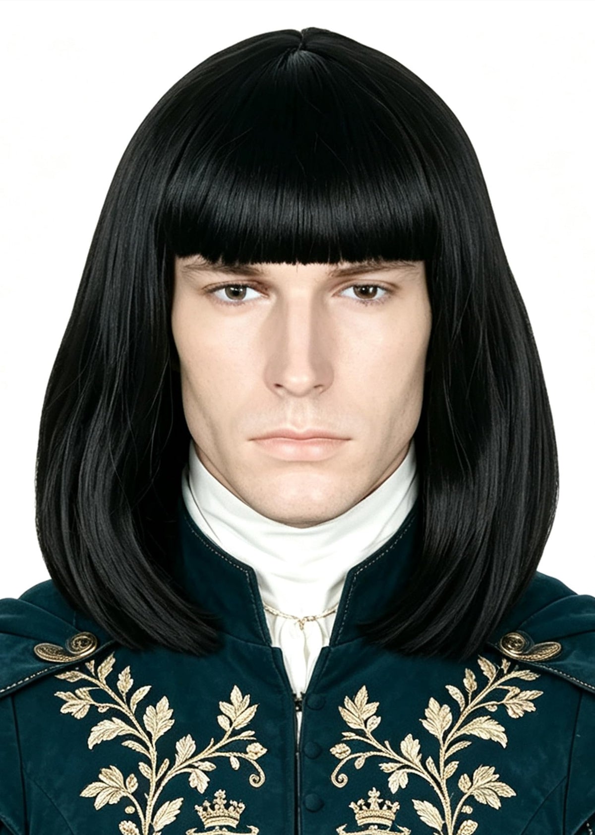 Men's Black Brown Wig Wavy Mid Length Hair Halloween Cosplay Costume Wig