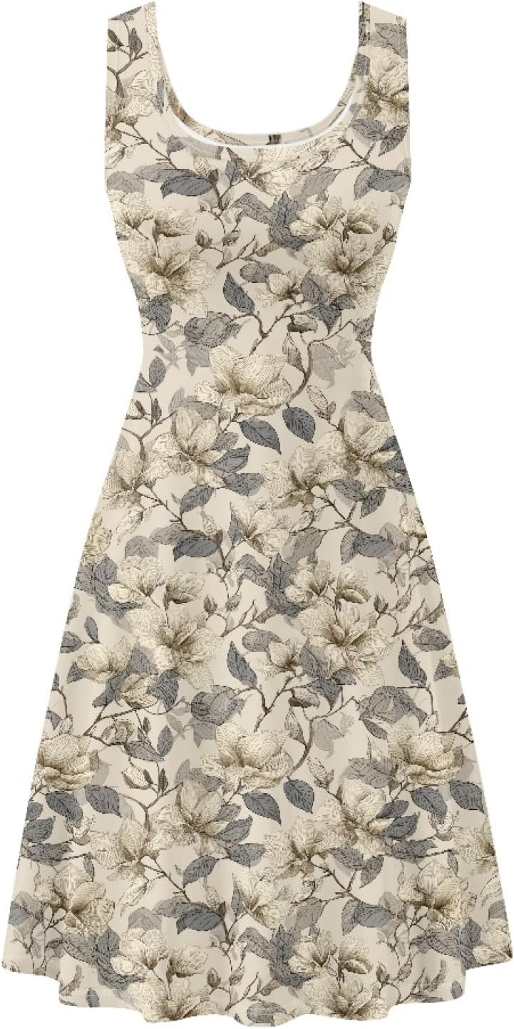 KiuLoam Women's Casual Sleeveless A-Line Dresses Tank Top Sundresses Dress with Pockets XS - 4XL