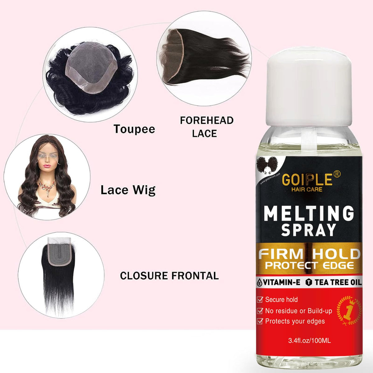 Hair Extension Adhesive Spray Kit - Lace Front Wig & Closure Glue, No Melt for Wigs & Extensions