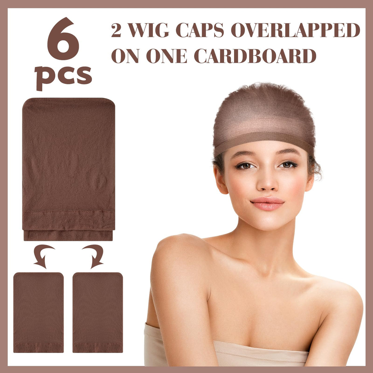 PLULON 6 Pcs Wig Cap for Women, Mesh Stocking Wig Caps Net Closed End Hair Mesh Net Liner Ultra-thin Invisible for Women Men Cosplay Show Halloween Bachelorette Party Music Festivals Daily Life