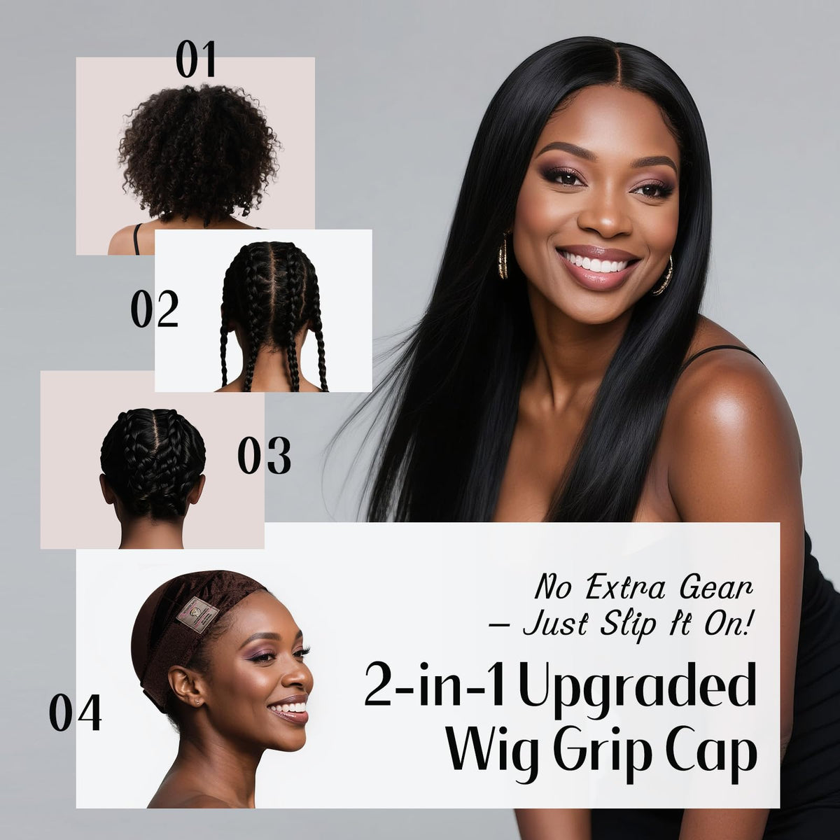 Dreamlover Wig Grip Cap,2-in-1 Wig Cap with Grip Band, Nude, 1 PCS