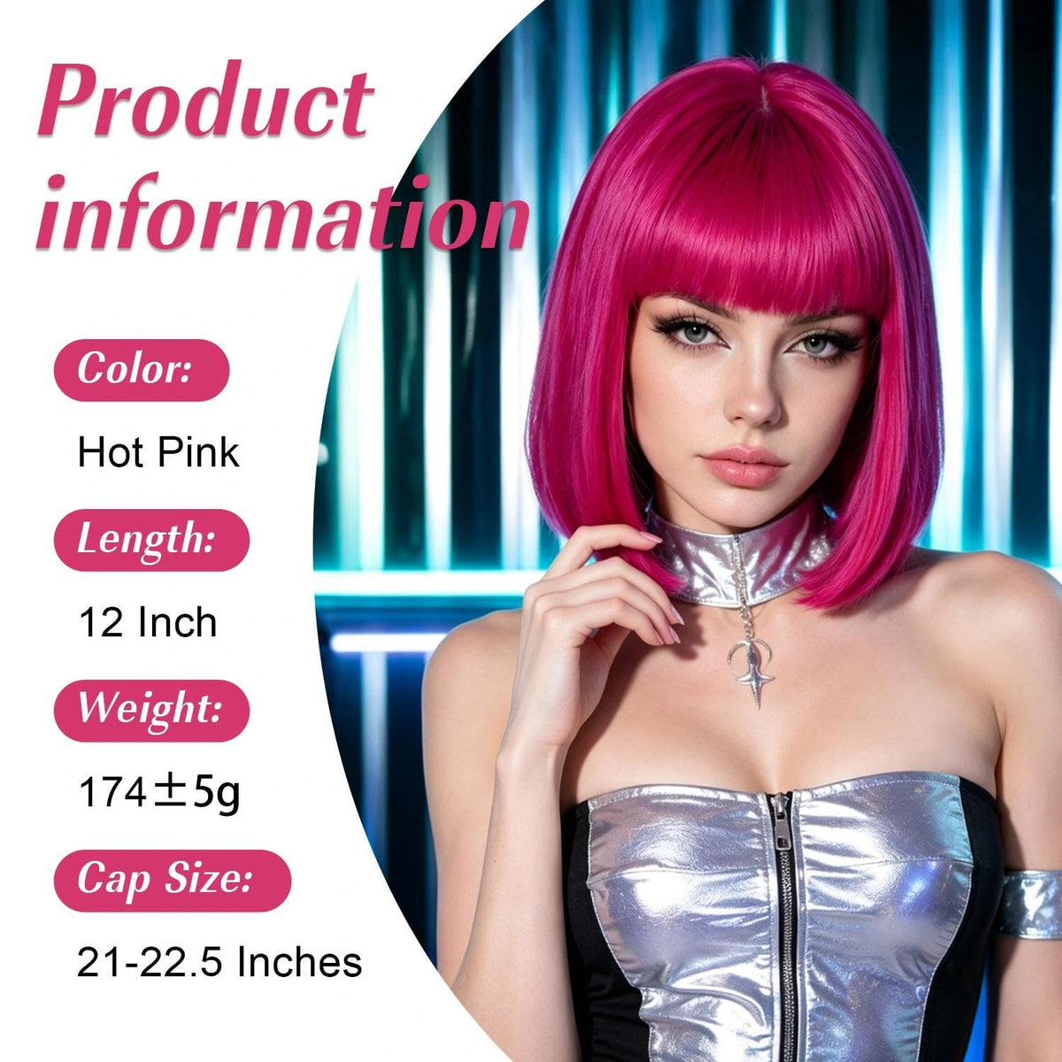 Bob Wig with Bangs for Women Short Straight Bob Wigs for Women 12inch