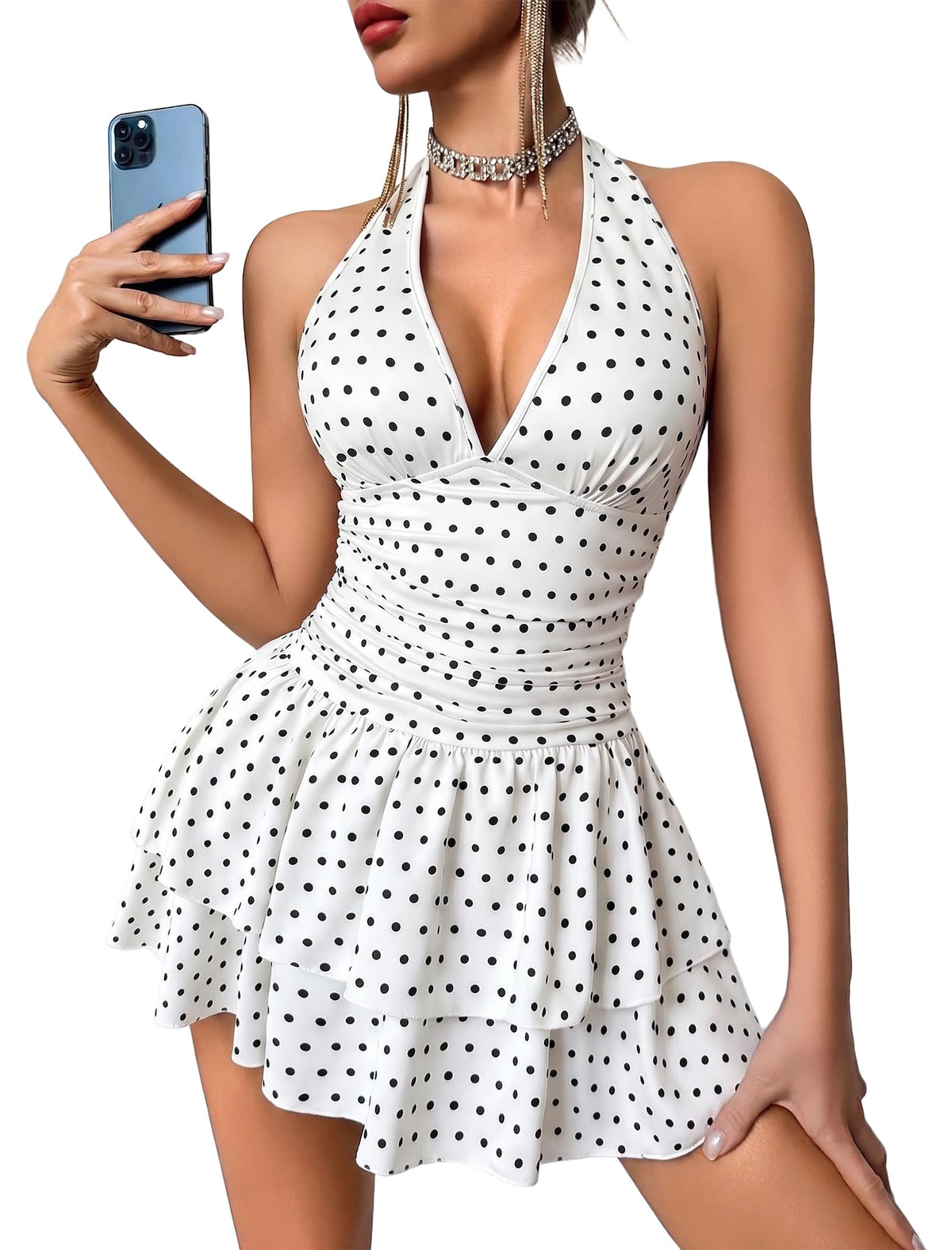 Avidlove Women's Summer Dress V Neck Halter Mini Dress Short Party Dress