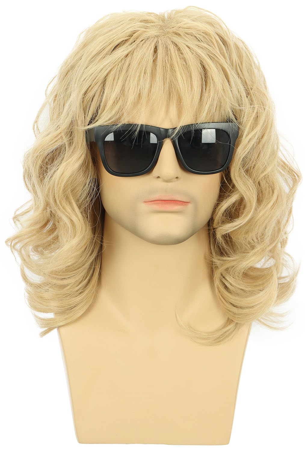 karlery California 70s 80s Rocker Wig Men Women Long Curly Dark Brown