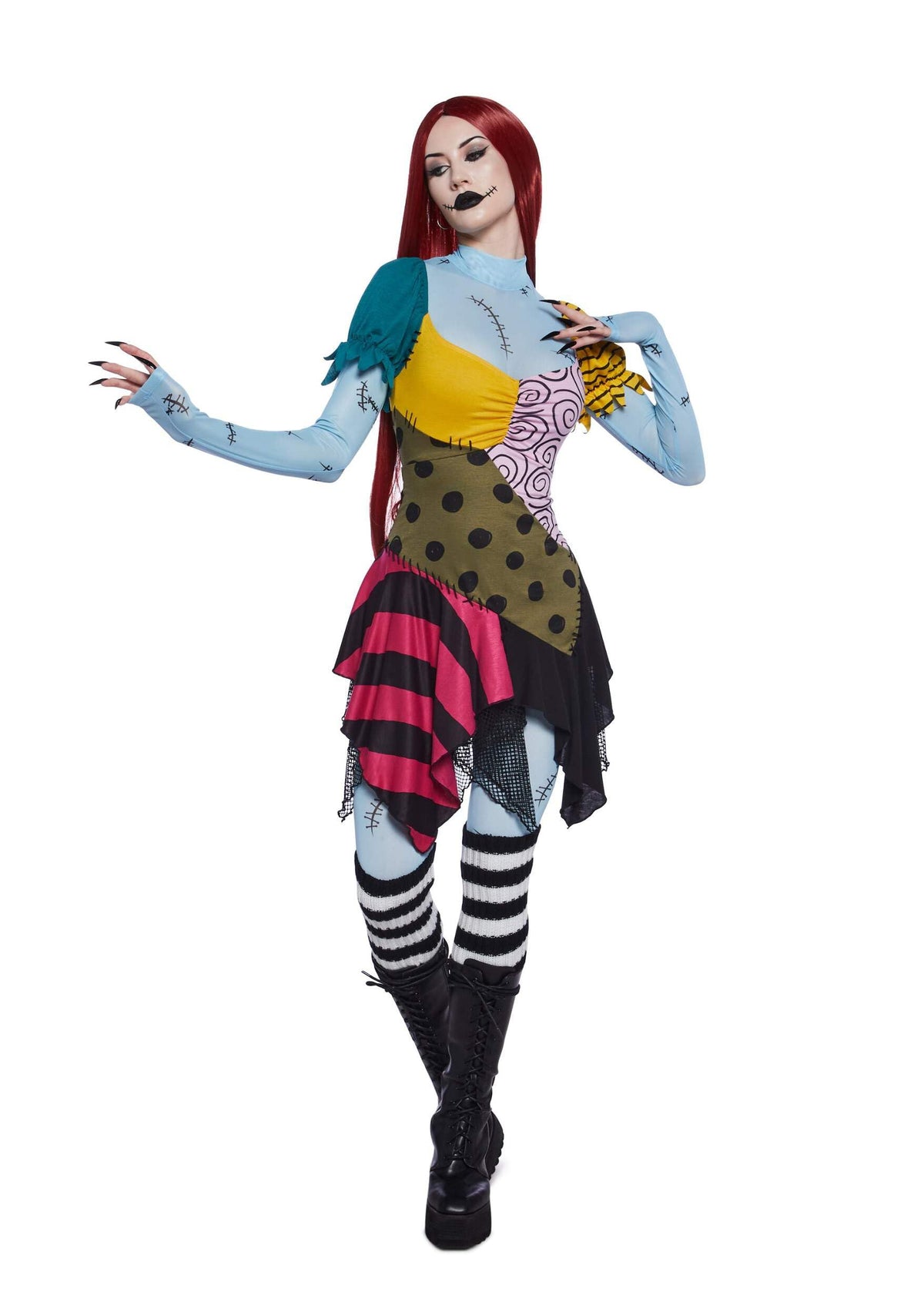 Dolls Kill Nightmare Sally Rag Doll Costume – Halloween Colorblock Outfit by Trickz N' Treatz