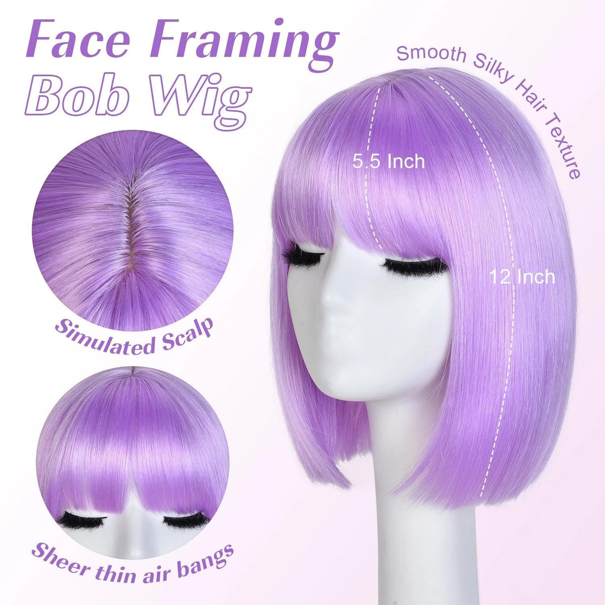 Bob Wig with Bangs for Women Short Straight Bob Wigs for Women 12inch