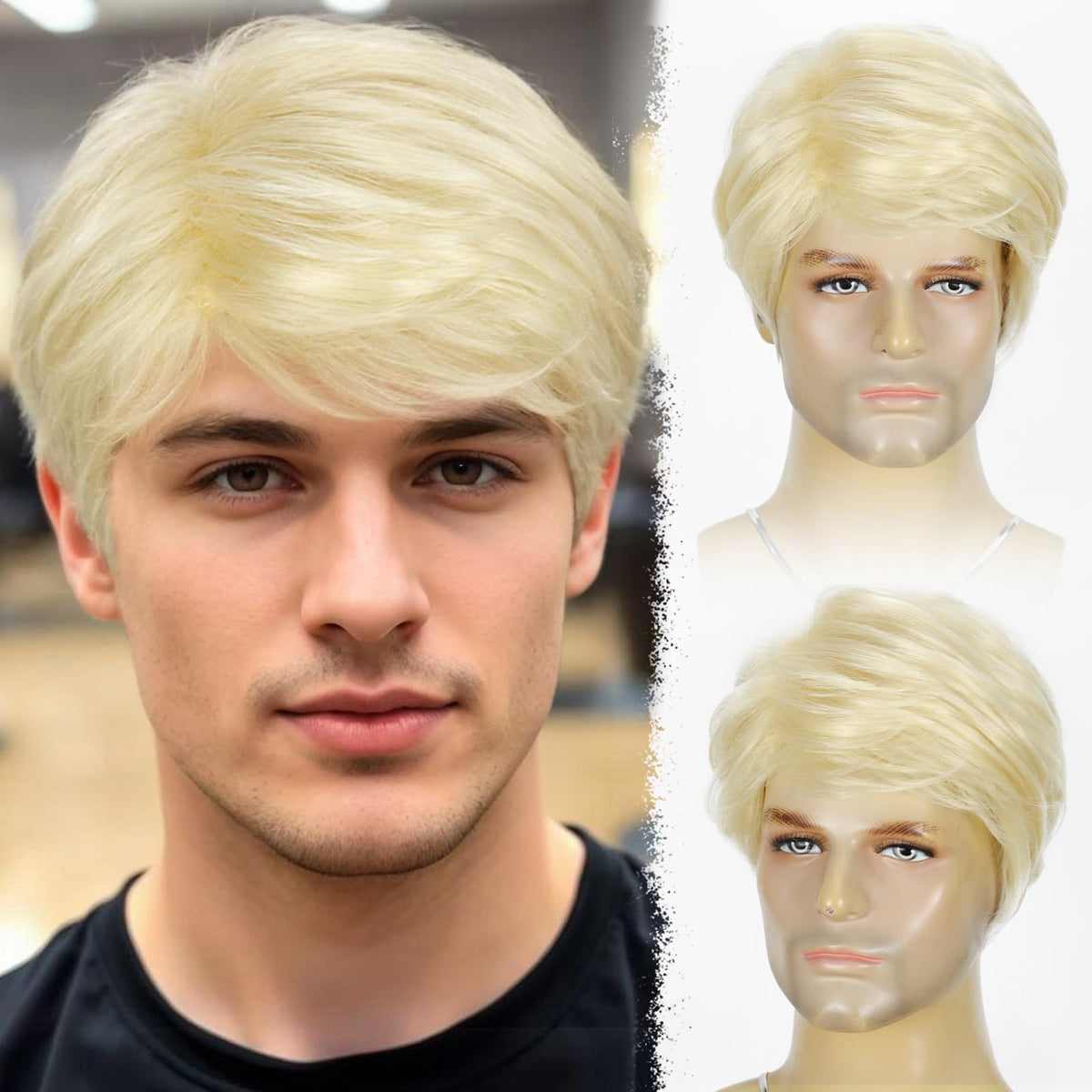 YYHR 80s Brown Wigs for Mens Mullet Rocker Costume Long Synthetic Hair Wig