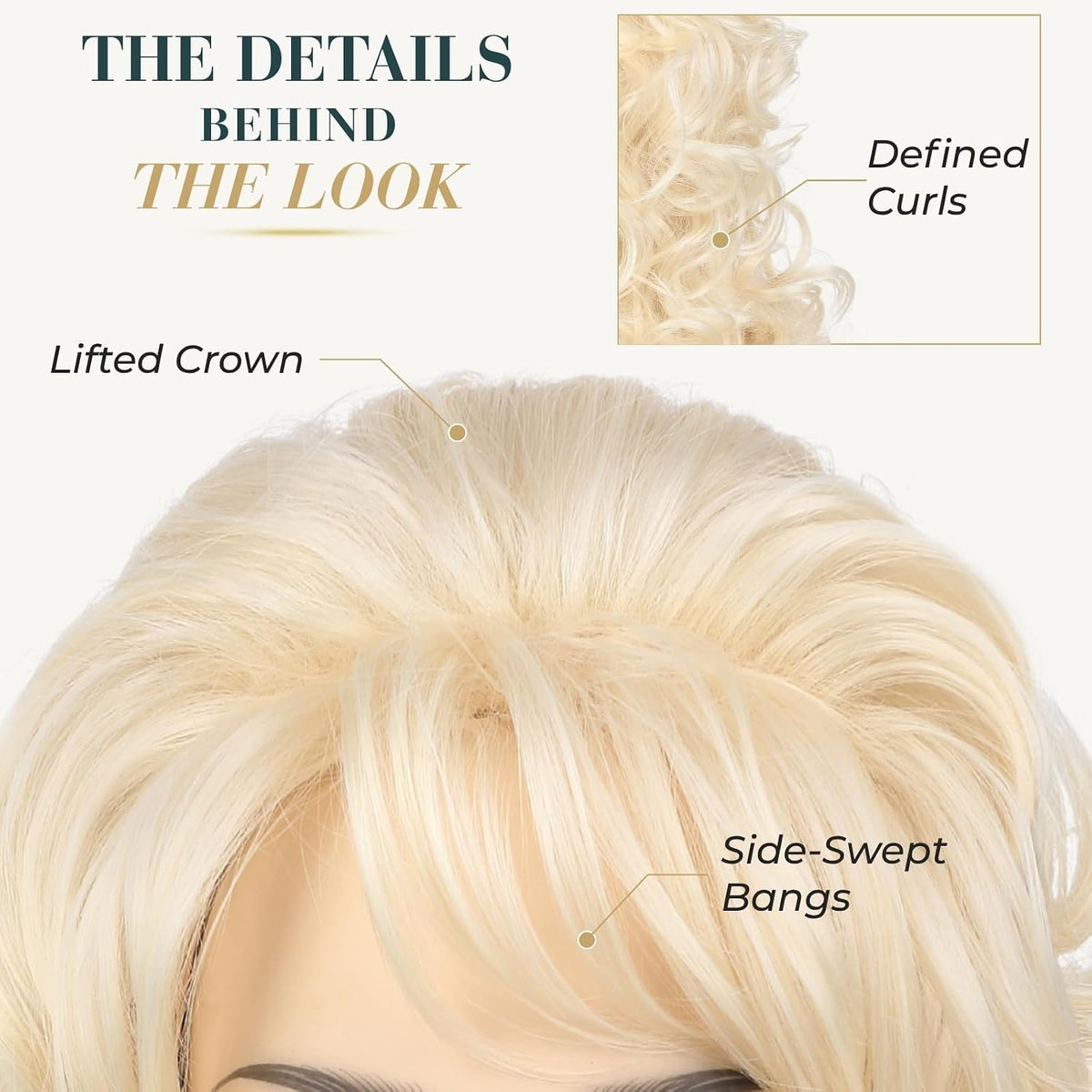 Long Blonde Curly Wig with Bangs for Women Retro Country Diva Costume Wig