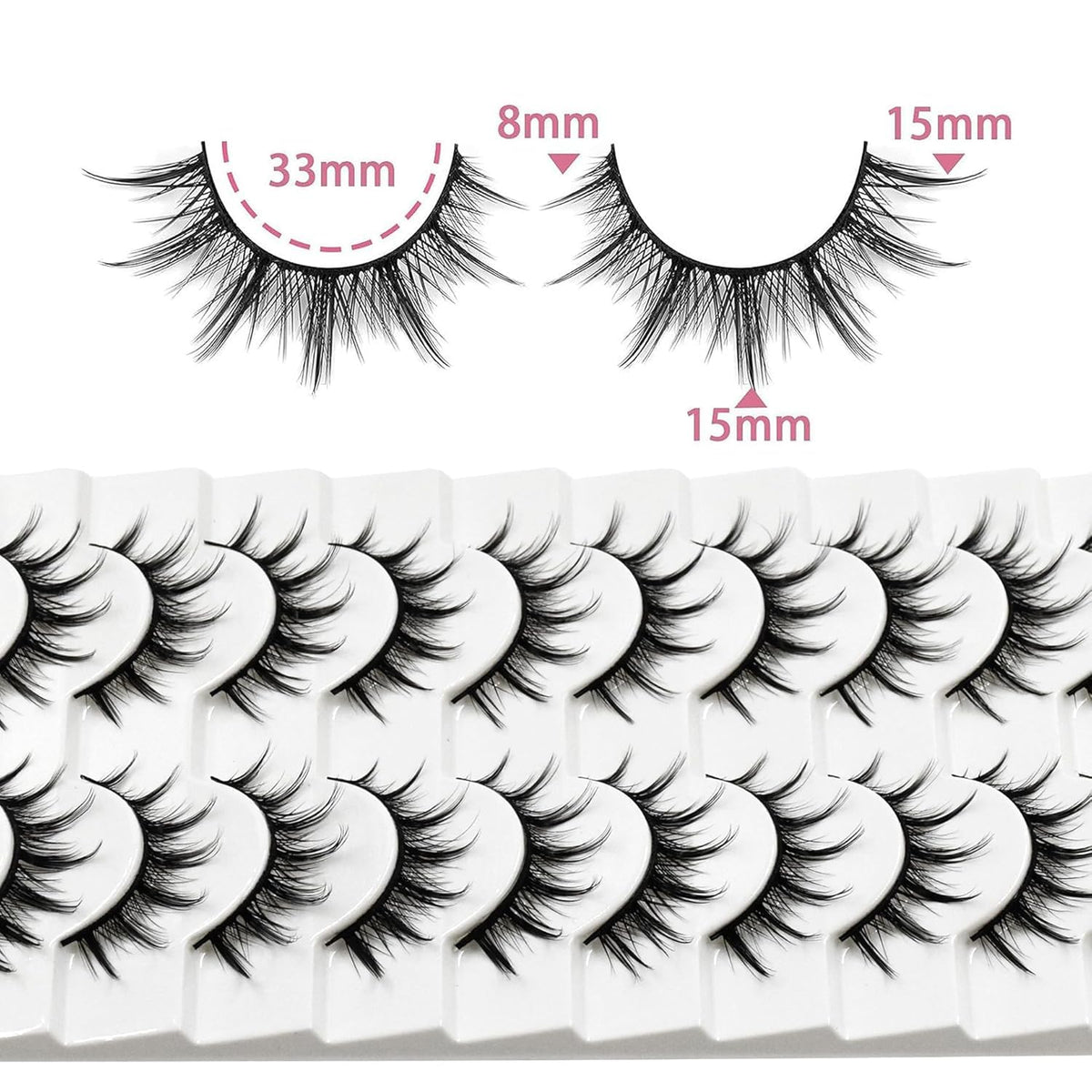 10 Pairs Manga Lashes Anime Cosplay Lashes Spiky Manga Style Lashes Janpanese 16mm Extension Natural Manhua Doll Eye Lashes Halloween/Party Makeup Look by AUGENLI (A3)