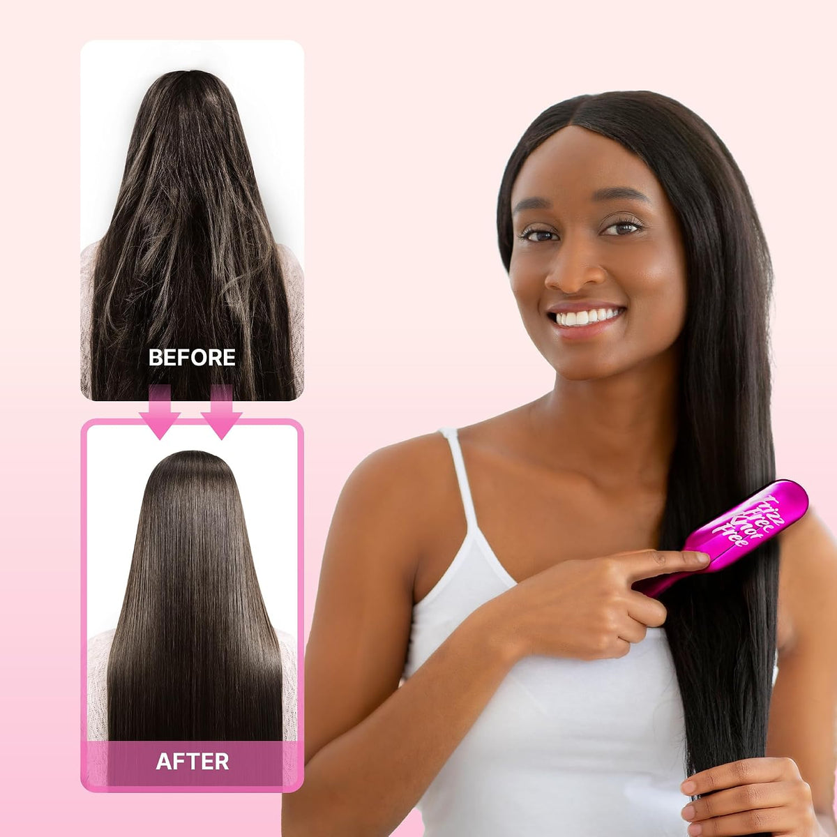 RED by Kiss Anti-Static & Anti-Frizz Wig Brush with Stainless Steel Knot-Free Bristles for Easy Detangling, Smooth Hair & Wigs Without Breakage or Snagging (Mini)