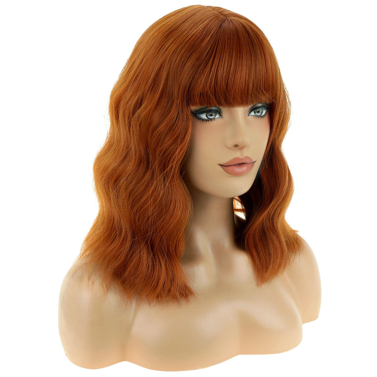 BERON 14 Inches Pink Wig for Women Girls Short Curly Synthetic Wig with Bangs Lovely Pink