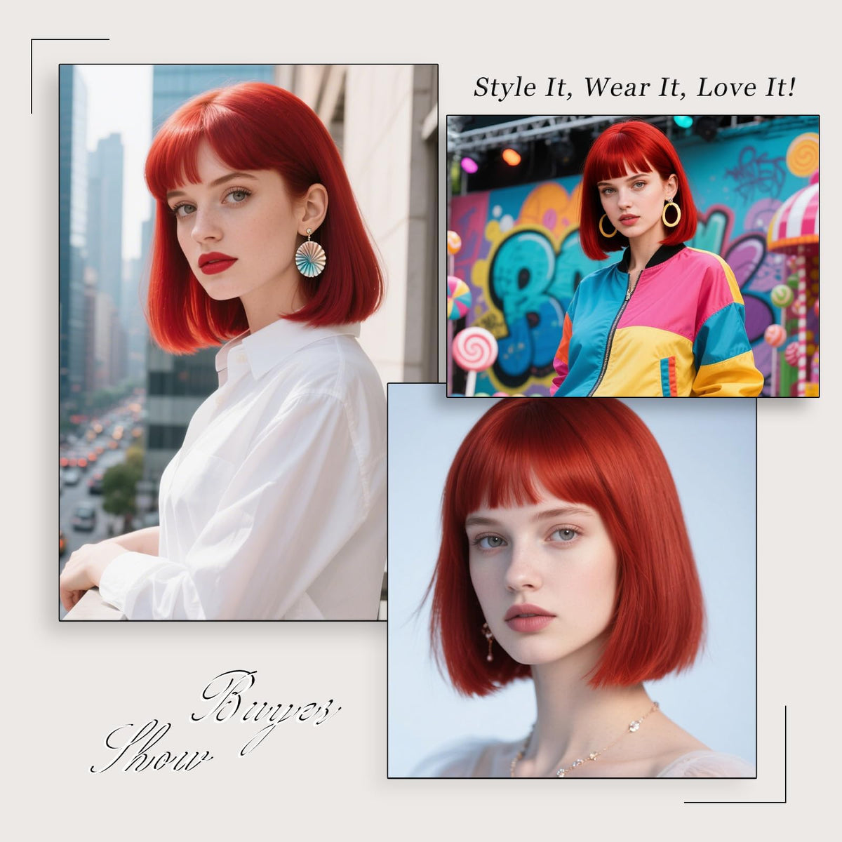 Black Bob Wig with Bangs Short Black Straight Wig for Women