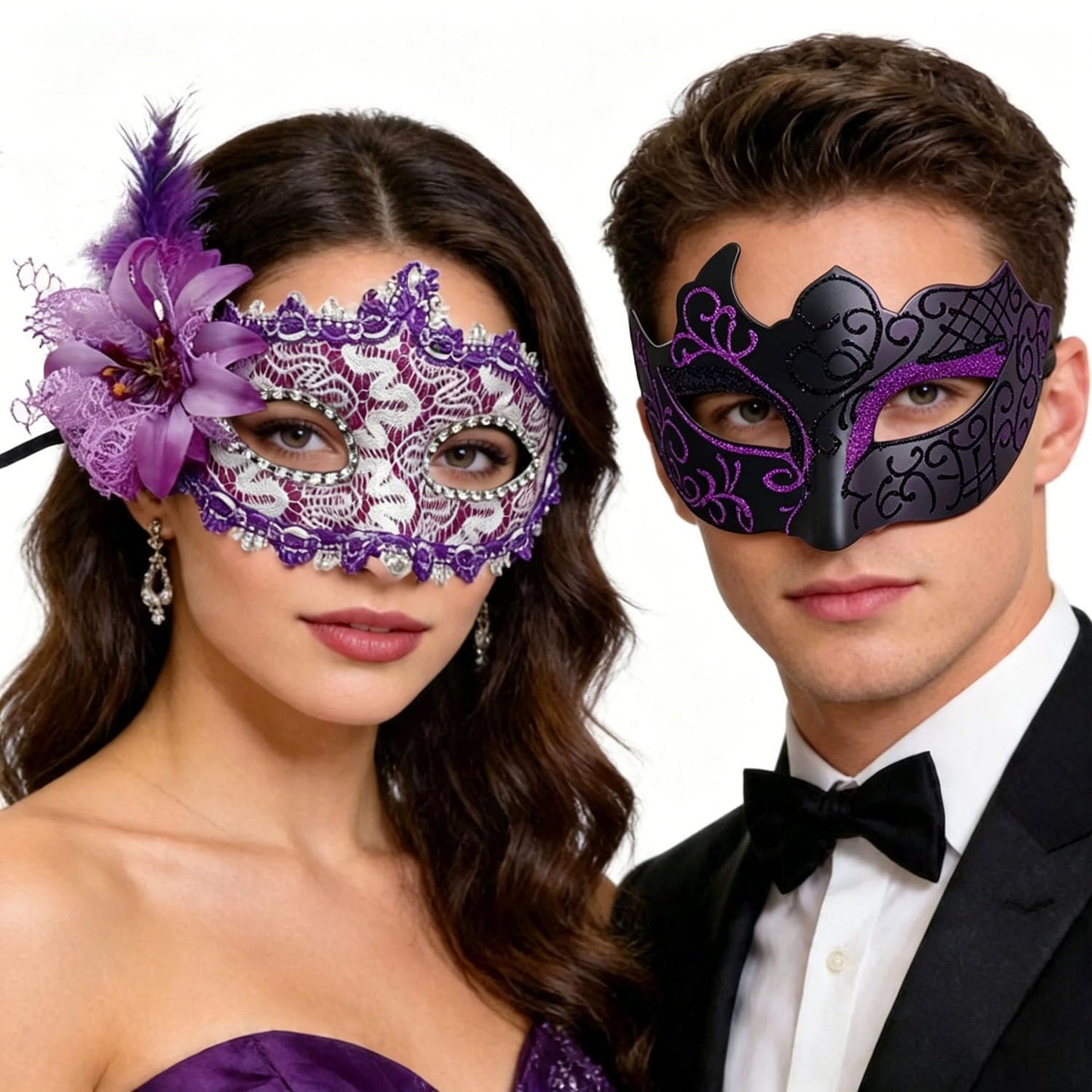 Masquerade Mask for Couples, Venetian Lace Masks for Women Men, Costume Mask for Party, Carnival