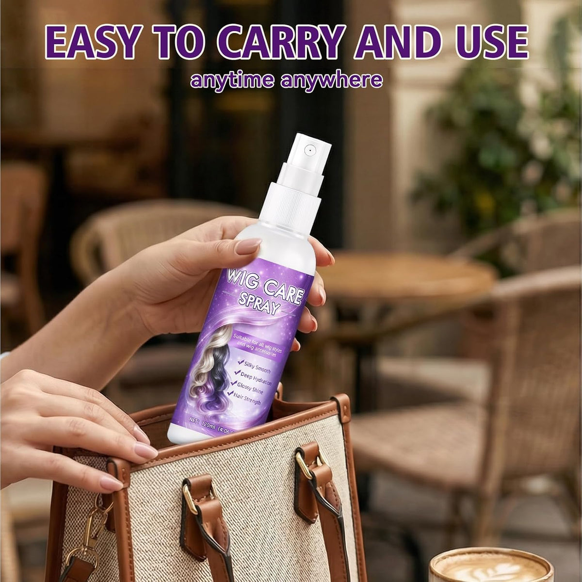 Wig Spray, Synthetic Wig Spray, Detangling, Frizz Control, Hydrating Conditioning, Shine Wig Care Spray, for Synthetic and Human Hair Wigs, Wig Accessories, 120ml