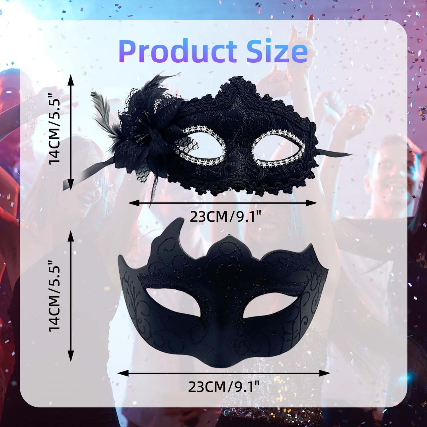 Masquerade Mask for Couples, Venetian Lace Masks for Women Men, Costume Mask for Party, Carnival