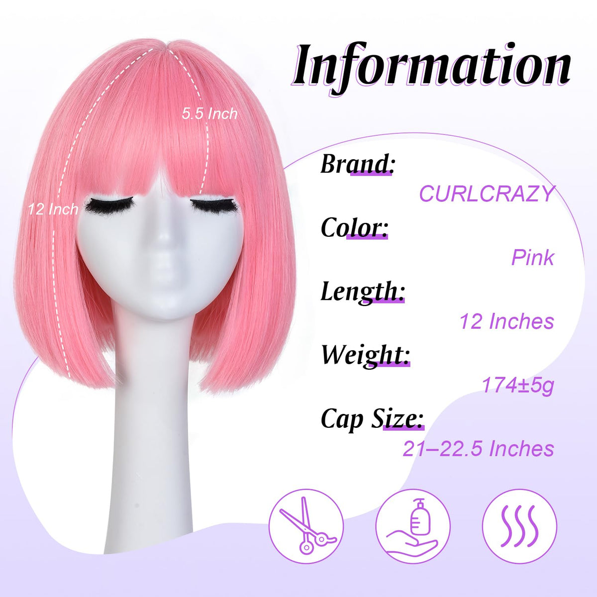 Hightlight Brown Bob Wig With Bangs Short Bob Wigs for Women Girl