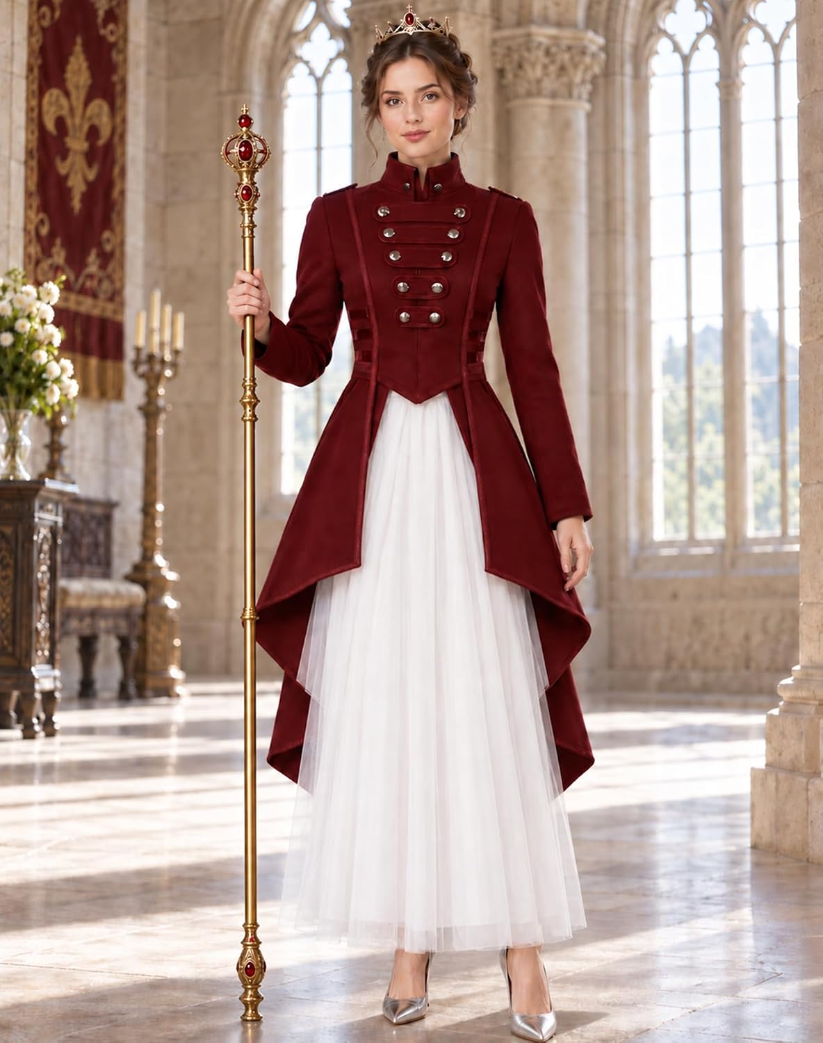 SIAEAMRG Renaissance/Pirate/Vampire/Halloween Costumes Women Jacket Coat