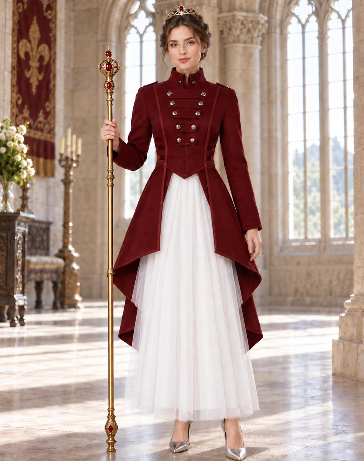 SIAEAMRG Renaissance/Pirate/Vampire/Halloween Costumes Women Jacket Coat
