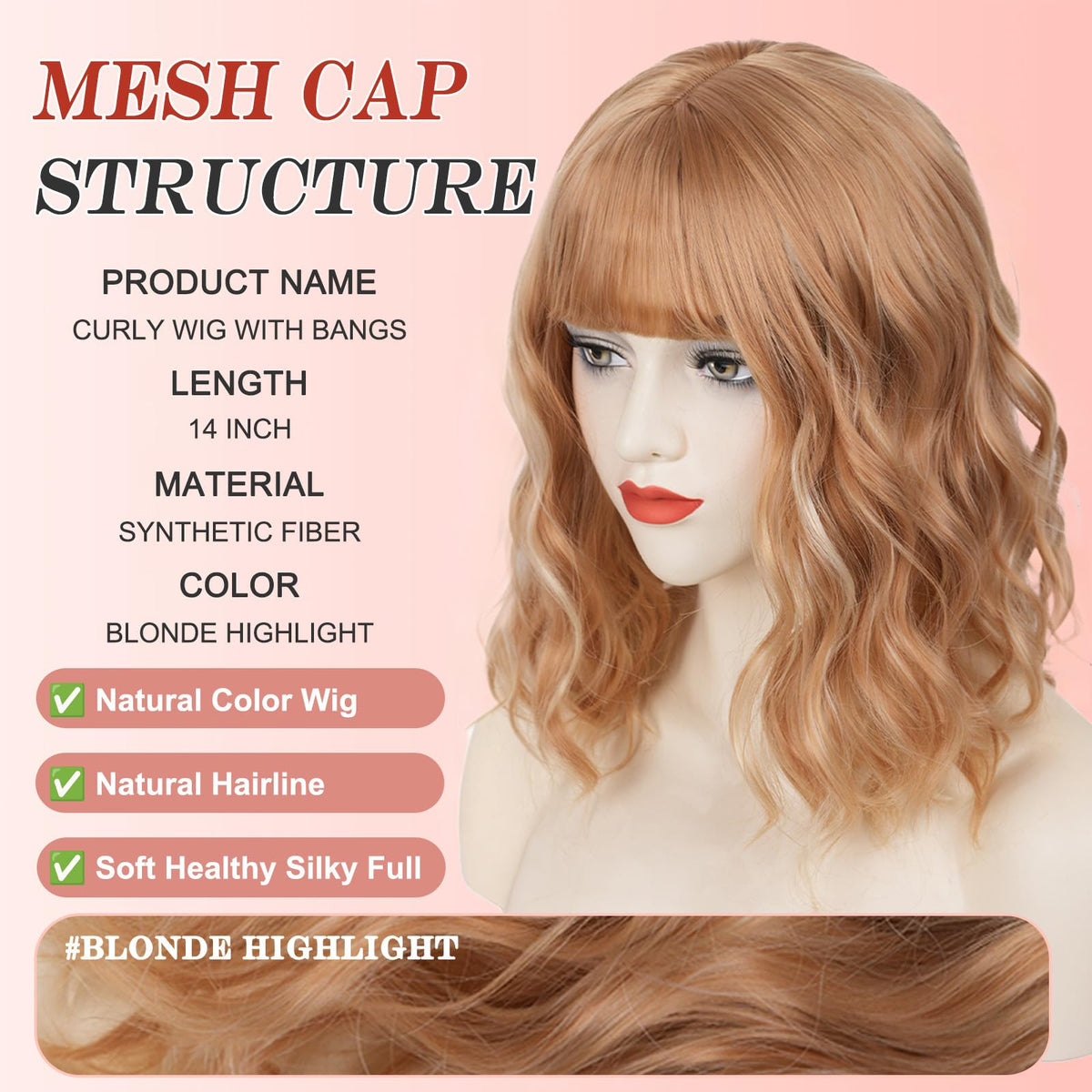 Short Black-grey Wavy Wig with Bangs for Women Halloween Curly Bob Wigs