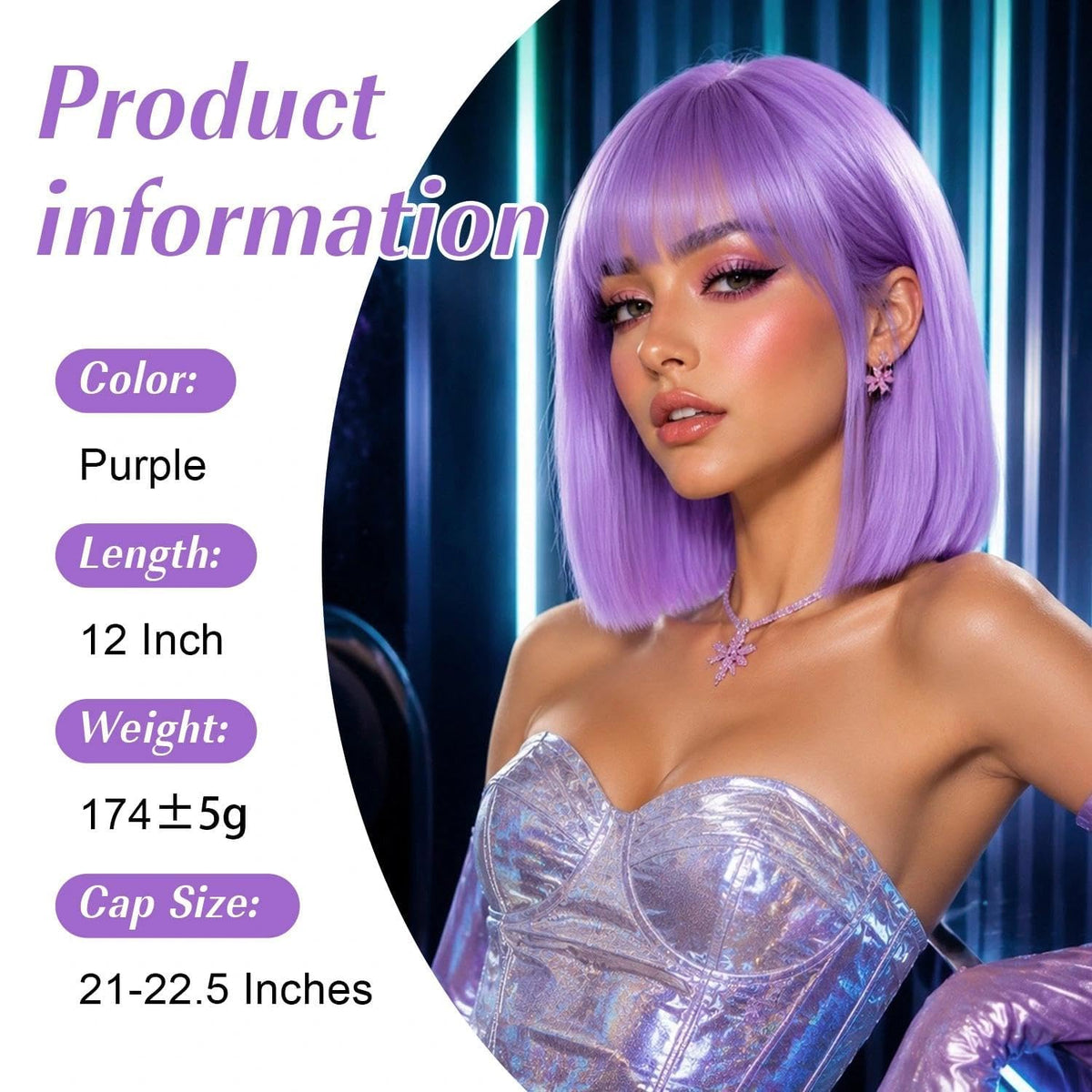 Bob Wig with Bangs for Women Short Straight Bob Wigs for Women 12inch