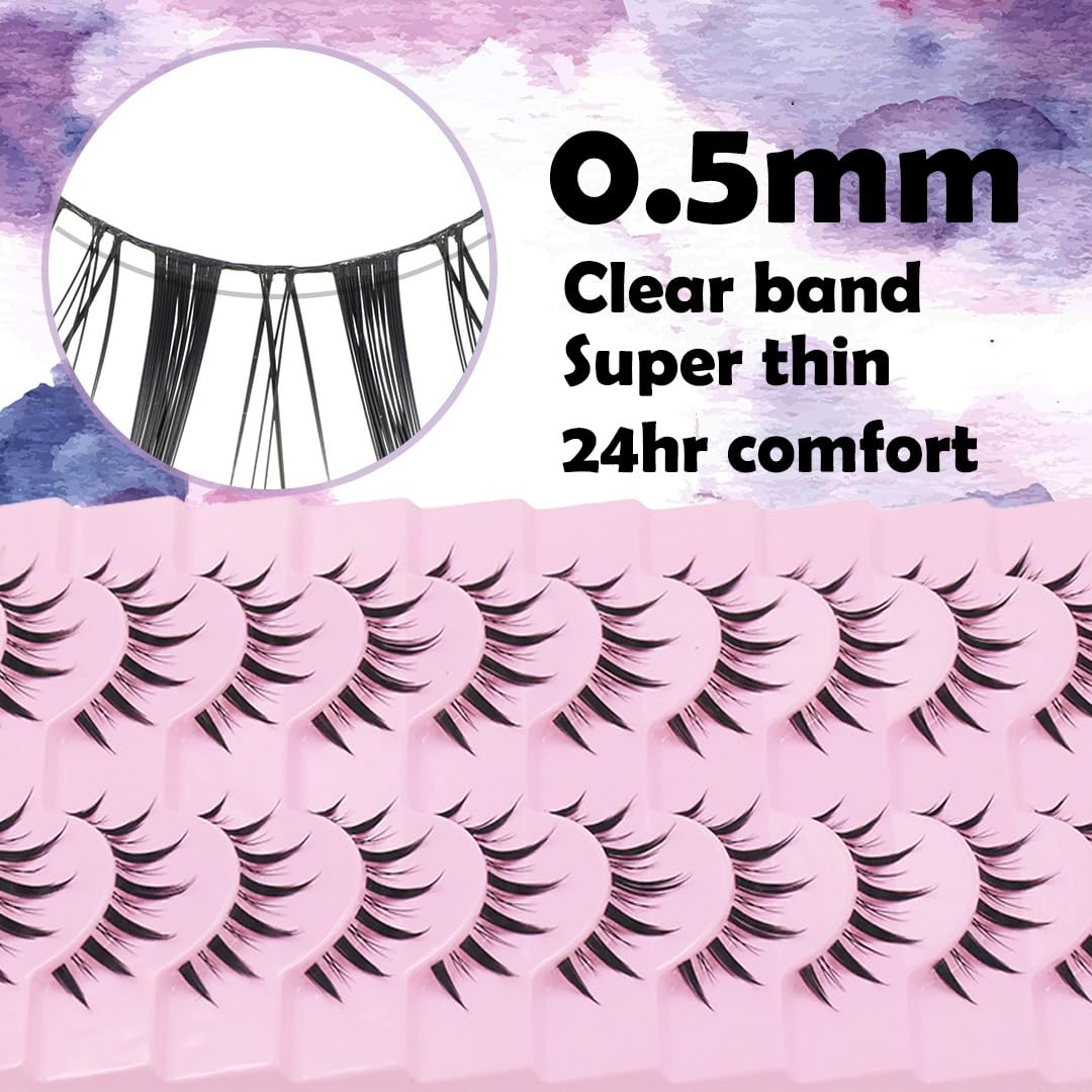 10 Pairs Manga Lashes Anime Cosplay Lashes Spiky Manga Style Lashes Janpanese 16mm Extension Natural Manhua Doll Eye Lashes Halloween/Party Makeup Look by AUGENLI (A3)