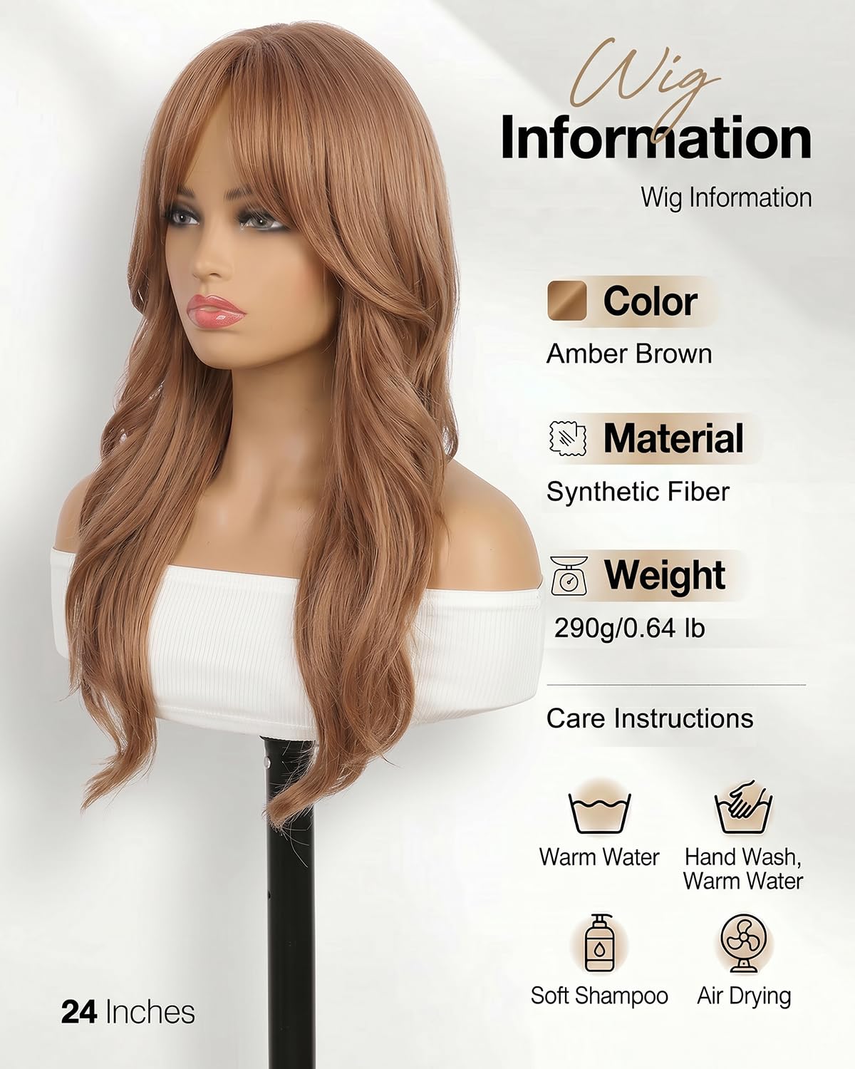 Ombre Pink Wavy Wig with Curtain Bangs 26 Inch – Long Layered Synthetic Hair Wig for Women, Natural Looking Dark Root Heat Resistant Wig, Soft Thick Full Wig for Daily Wear Party Cosplay