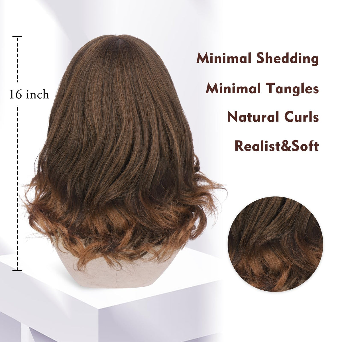 Burgundy Wig with Bangs 16 Inch Ombre Wig for Women