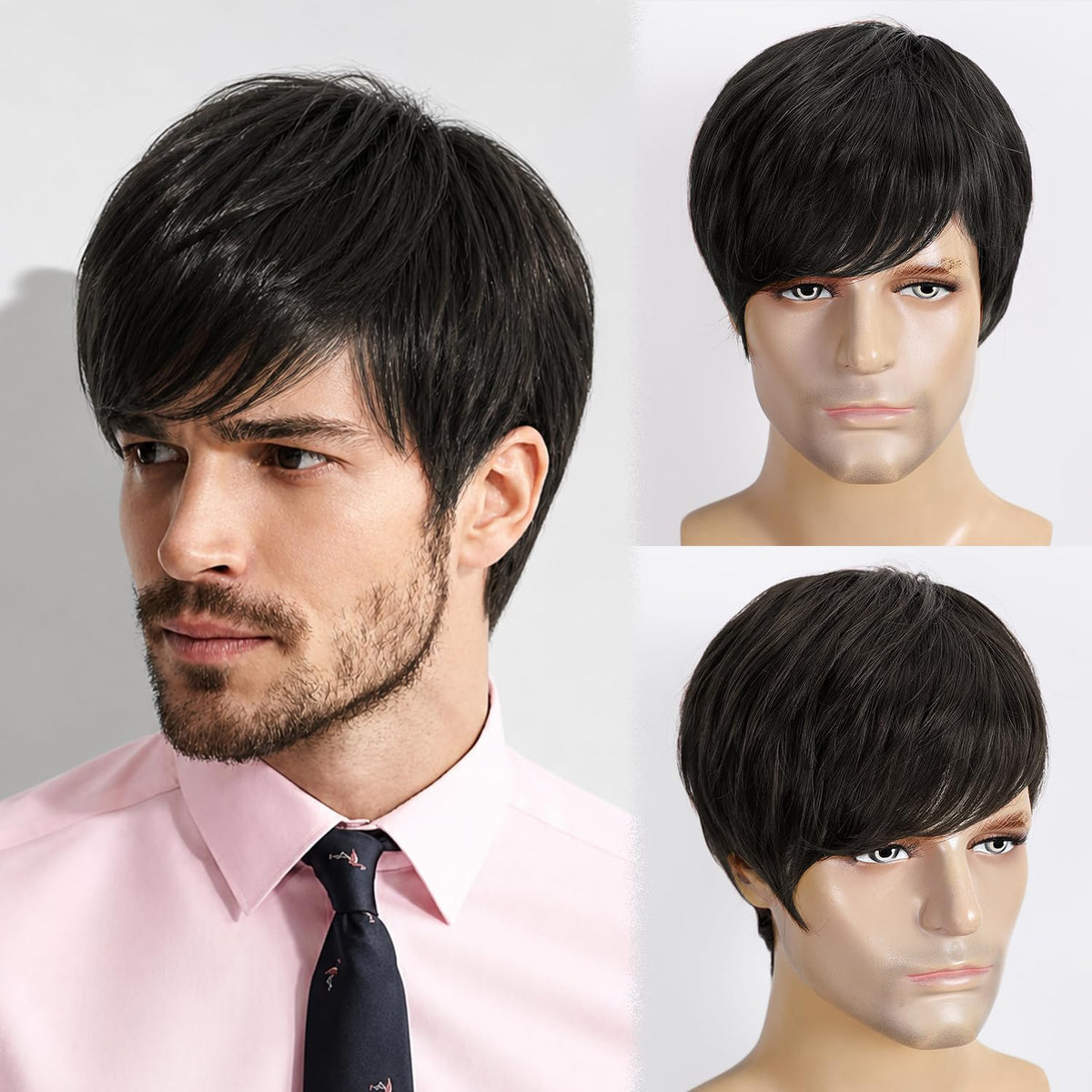 YYHR 80s Brown Wigs for Mens Mullet Rocker Costume Long Synthetic Hair Wig