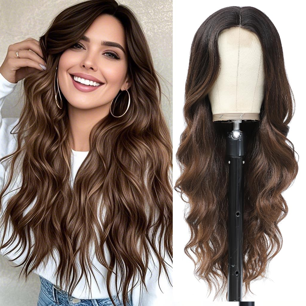 HMHIFI Blonde Wig for Women,26 Inch Long Wavy Curly Middle Part Hair