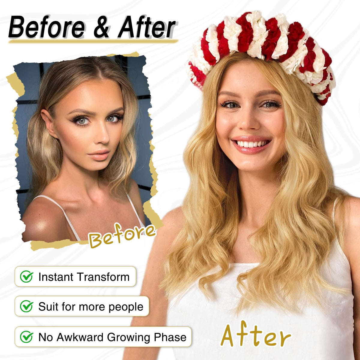 MORICA Ombre Dark Green Wigs for Women, 18 Inch Wavy Middle Part Wig