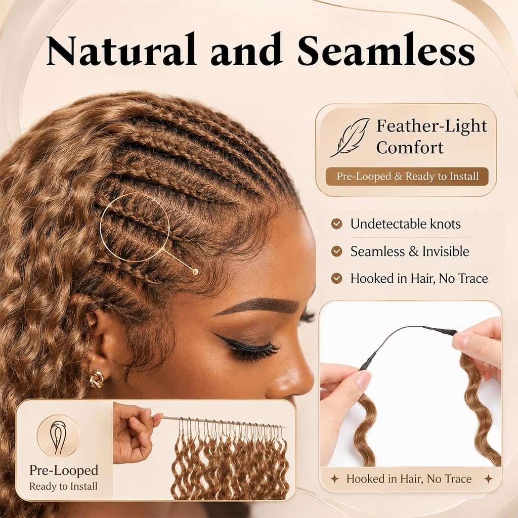 Crochet Human Hair for Black Women, Miracle Deep Wave Mini Knots Feather Crochet Human Hair Extensions 18 Inch 150g 120 Strands, Pre-Separated Invisible Knotless Remy Bundles Natural Black