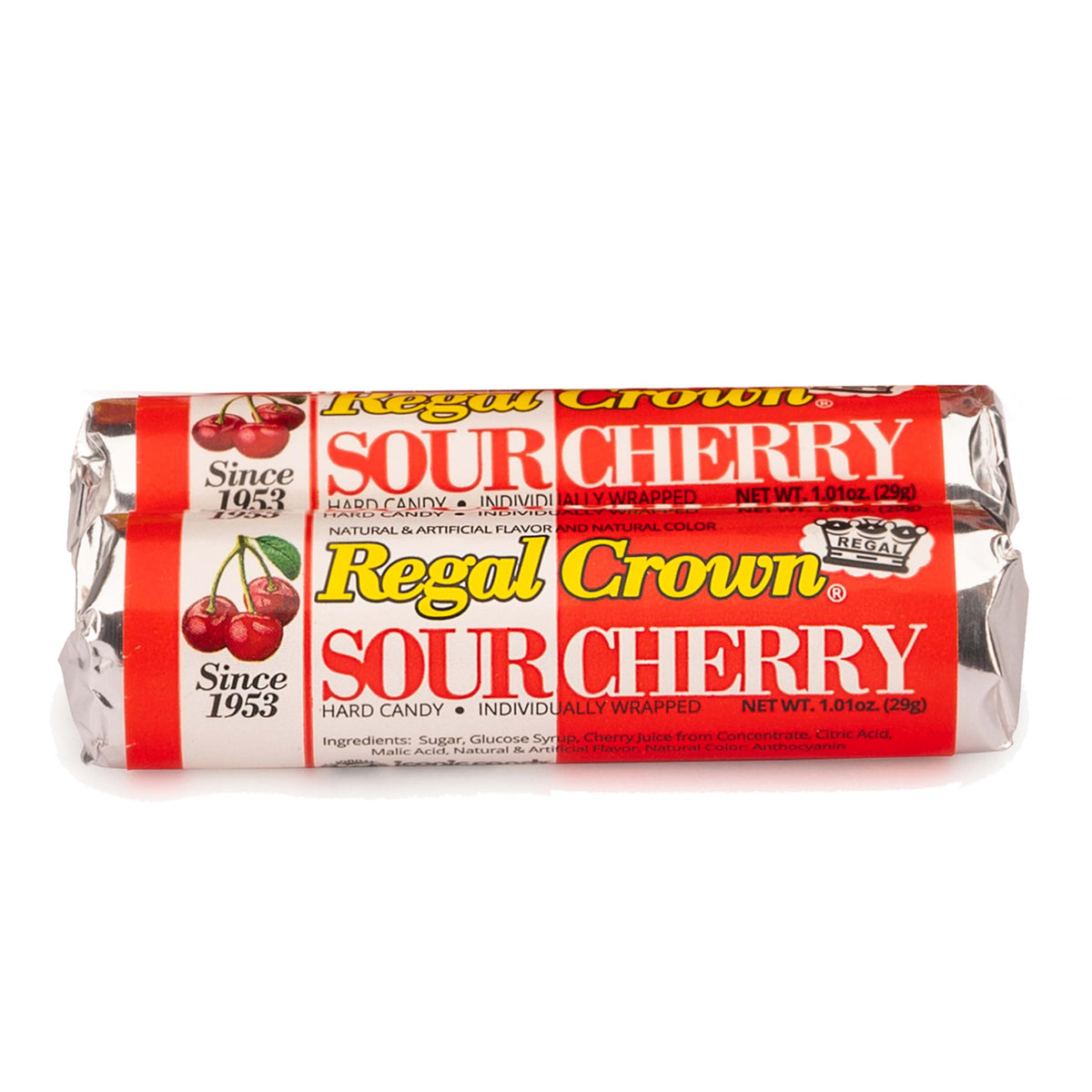 Regal Crown Roll Sour Cherry, 1.01 Ounce (Pack of 5), Sour Candy, The Hampton Candy Company
