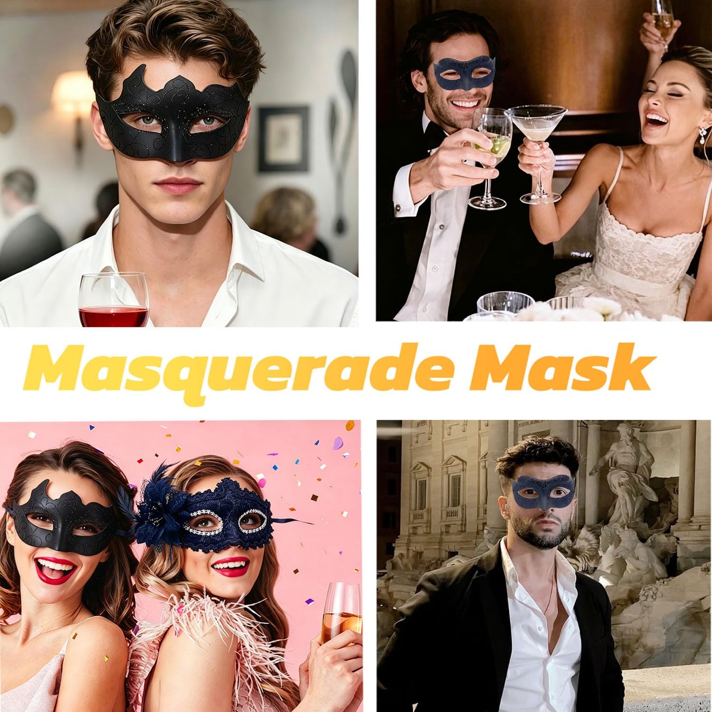 Masquerade Mask for Couples, Venetian Lace Masks for Women Men, Costume Mask for Party, Carnival